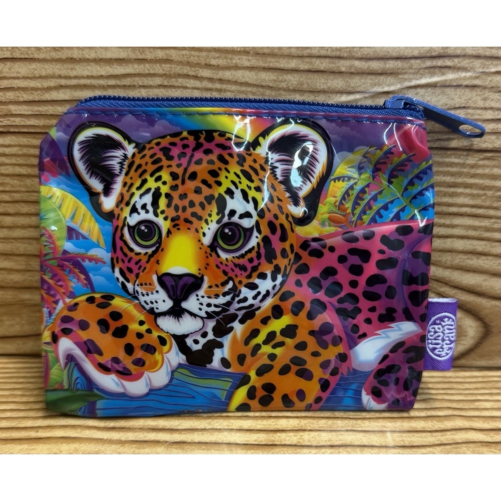 Vtg Lisa Frank Zipper Pouch Makeup Case Bag‎ Cosmetic Tiger Cub Rainbow